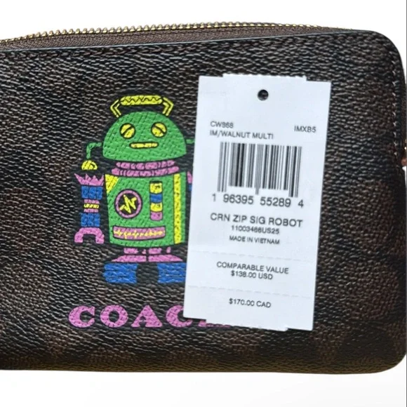 Coach Limited Edition “Cosmic Coach” Robot Corner Zip Wristlet Retail $138. - Picture 3 of 3